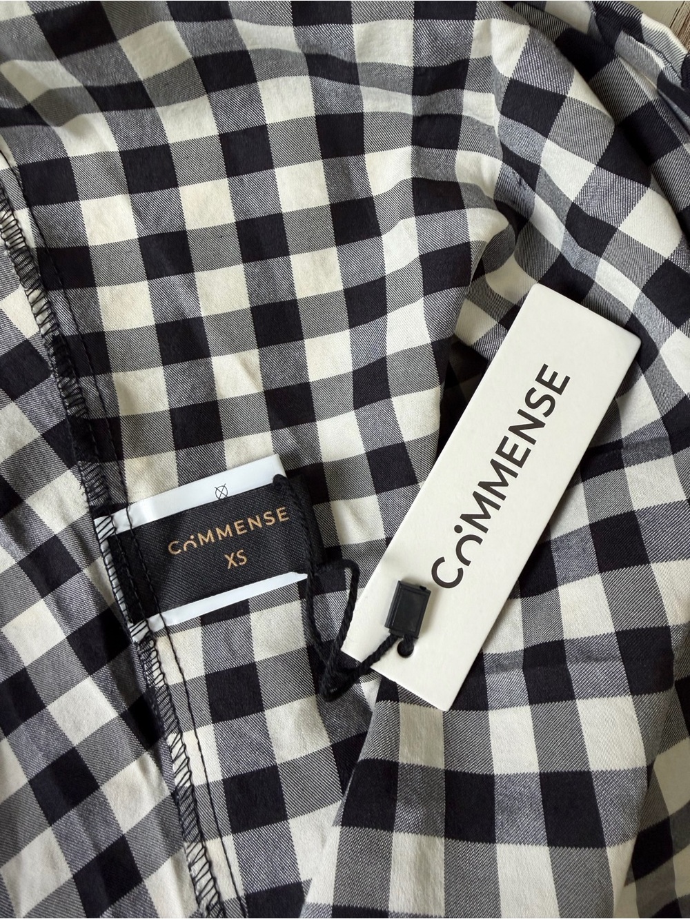 Commense Gingham Cotton Blend Cutout Cami Maxi Dress Black White XS NWT - Picture 10 of 12